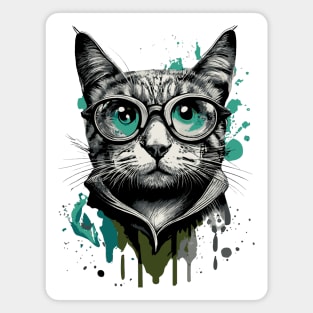 Cat with glasses - Cool Cat with sunglasses Magnet